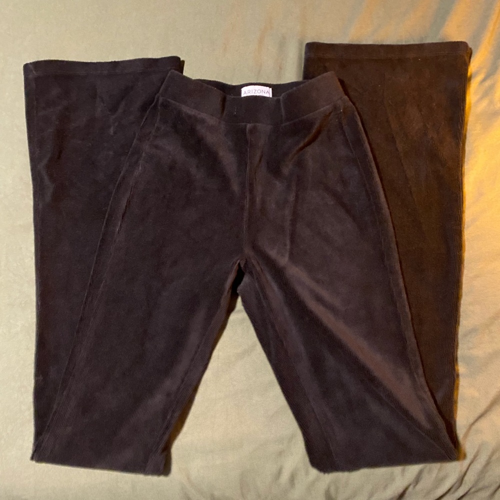 Black flared, corduroy leggings